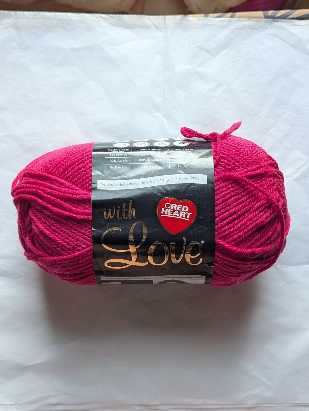 1 skein Red Heart With Love yarn in hot pink